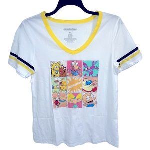 Nickelodeon 90s Vintage Cartoon T-shirt White Size XL HYBRID Apparel Juniors